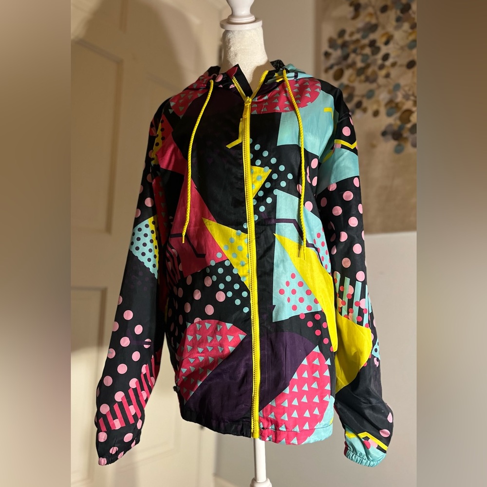 Blackjack 1999 USA Windbreaker Retro 90s Jacket Multicolor Unisex Medium Zip-up